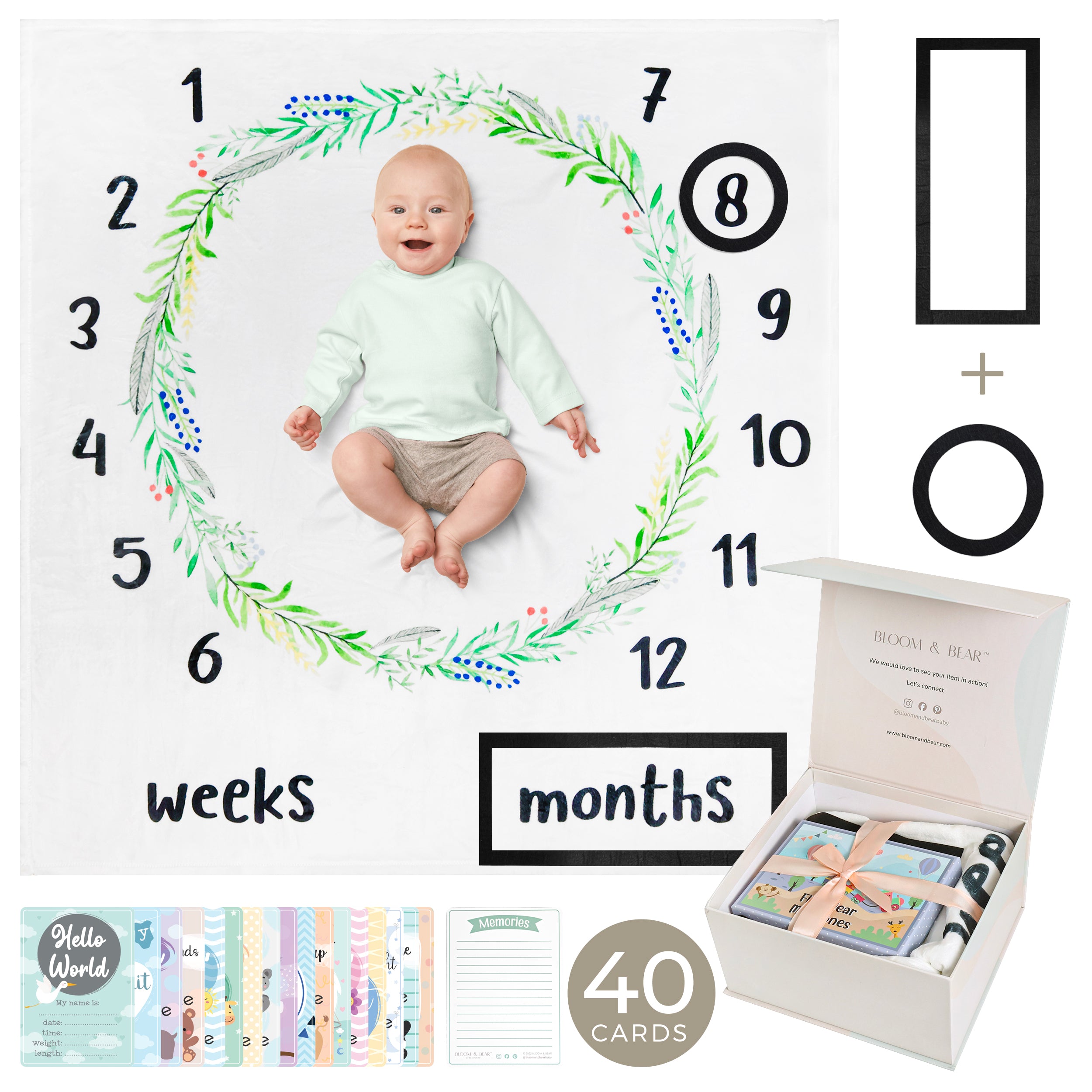 Monthly Baby Milestone Blanket and Milestone Card Set